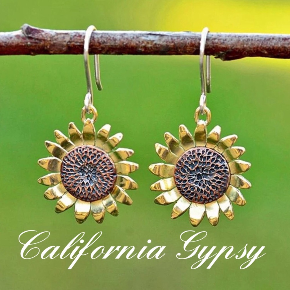 HP🎉Gold Bronze Sunflower Earrings - Picture 2 of 4